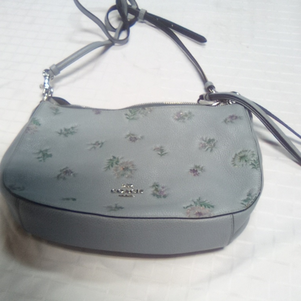 Coach Light Gray Floral Crossbody Bag